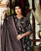 Miravan Women's Embroidered Multi Colour Anarkali Kurta With Palazzo And Dupatta