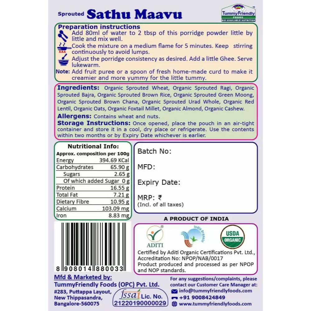 TummyFriendly Foods Certified Stage3 Porridge Mixes Trial Packs - Ragi, Sathu Maavu, MultiGrain for 8 Months Old Baby - Distacart