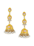 NVR Women Gold Plated Yellow Jhumkas Earrings - Distacart