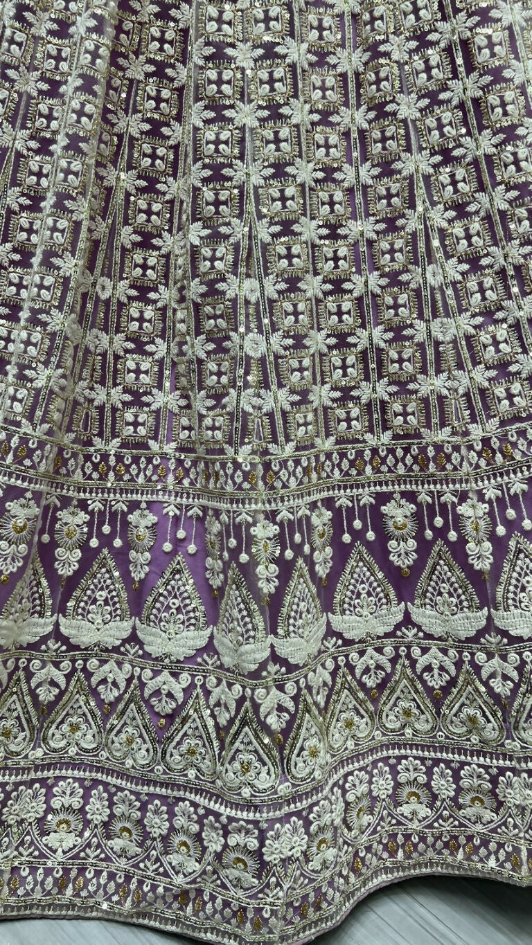 Jyoti Fashion Women's Violet Bridal Net Fancy Sequins with Multi Thread Embroidered Wedding Lehenga Choli