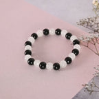 NVR Men & Women White Marble Crystal Beaded Elasticated Bracelet - Distacart