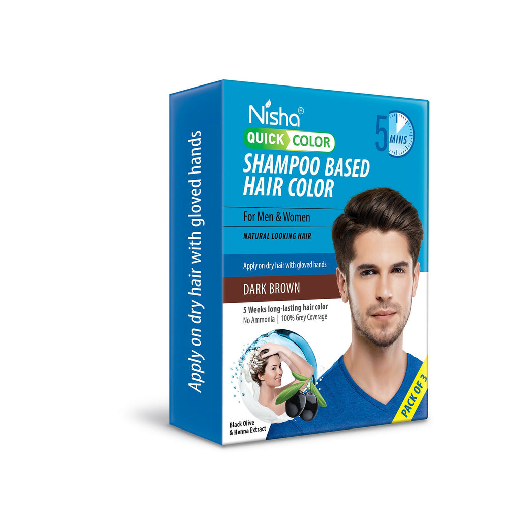 Nisha Quick Color Shampoo Hair Color,Dark Brown - Distacart