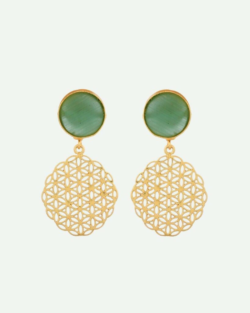 VOJ One Gram Gold Plated Teal Colored Stone Studded Earrings - Distacart