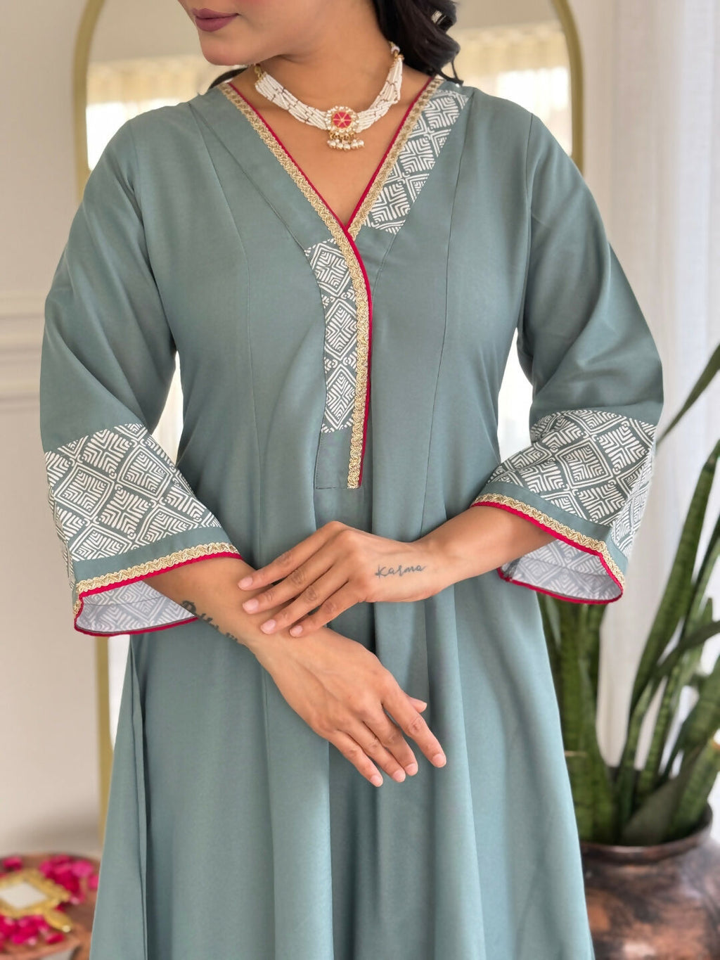 The52 Women's Beautiful Rayon Fabric Embroidery Work A-Line Kurta Pant and Dupatta Set - Distacart