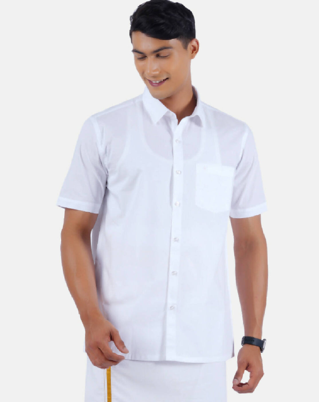 Ramraj Cotton Mens 100% Cotton Half Sleeve White Shirt