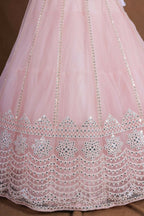 Pink Zari Foil Mirror Embroidery Work Lehenga Choli With Dupatta - Jihu Culture