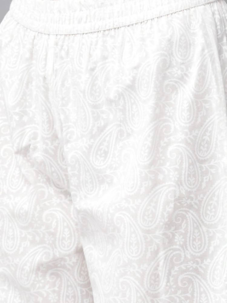 Yufta Grey and Off White Printed Kurta with Palazzo set