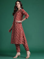 Indo Era Women Printed Pleated Pure Cotton Kurta with Trousers - Distacart