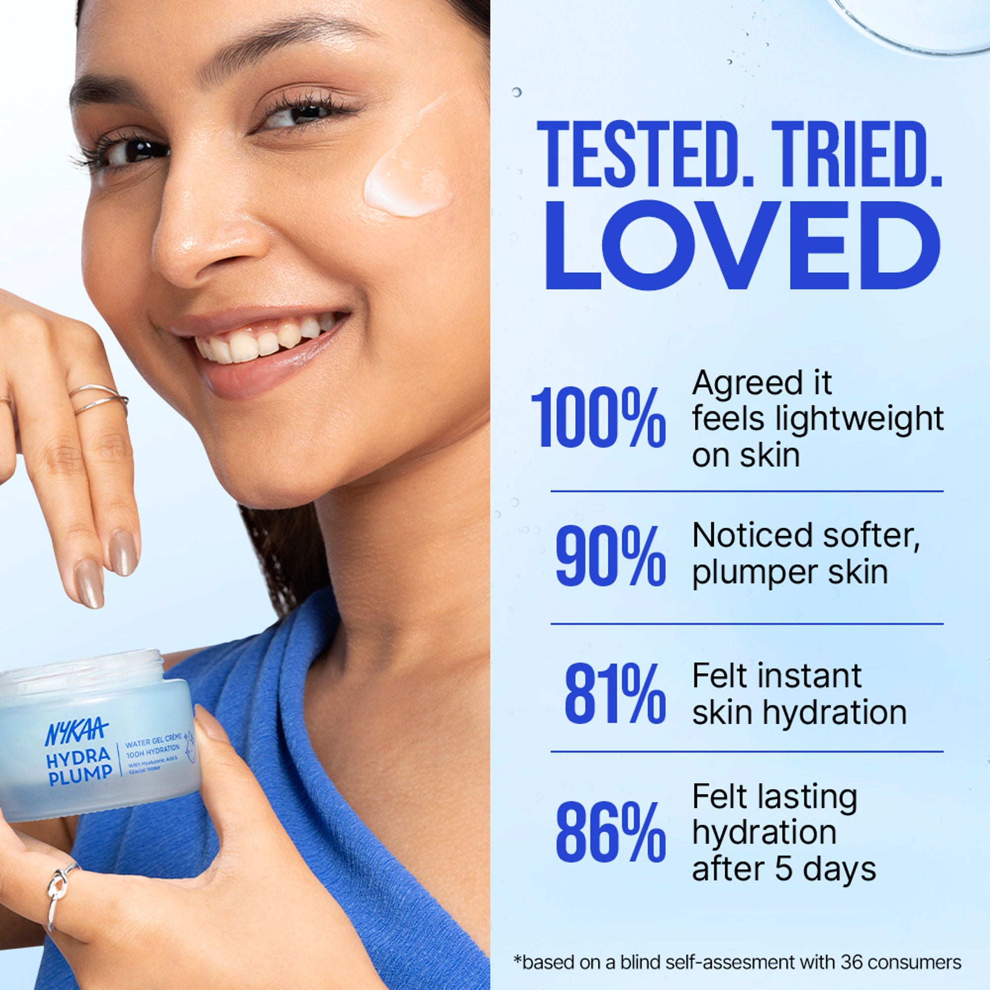 Nykaa Skin Hydra Plump Water Gel Creme Moisturiser, 100Hr Hydration, Normal, Dry & Combination Skin