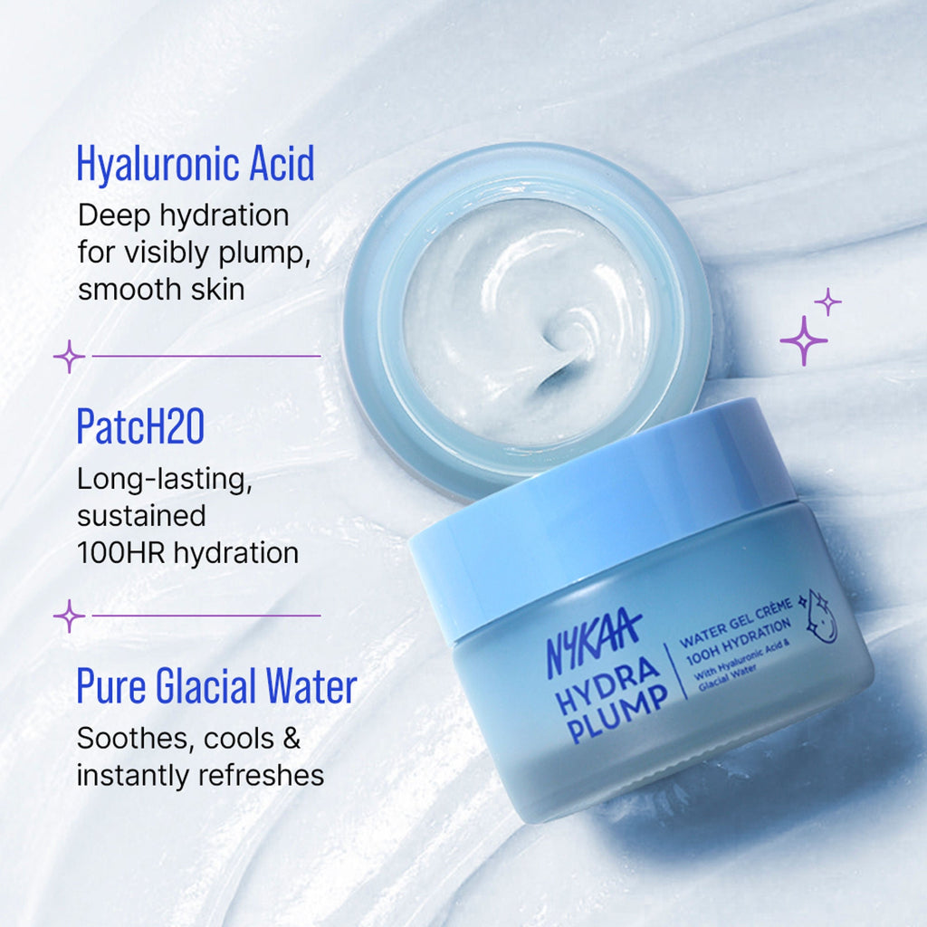 Nykaa Skin Hydra Plump Water Gel Creme Moisturiser, 100Hr Hydration, Normal, Dry & Combination Skin