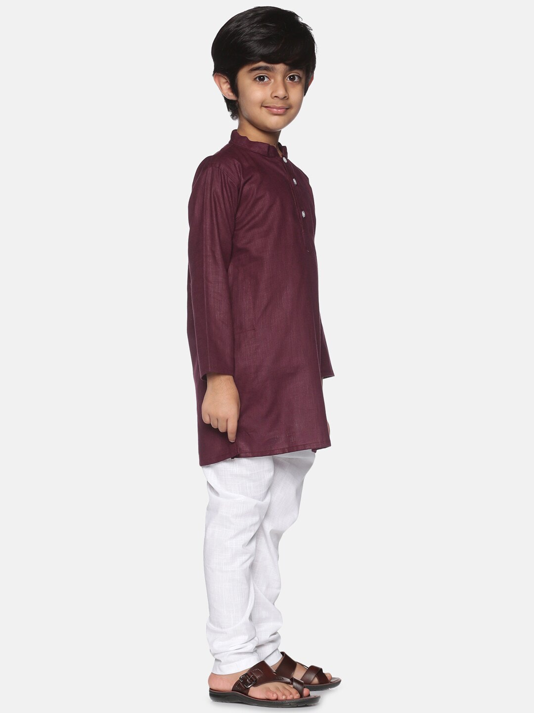Sethukrishna Boys Maroon Pure Cotton Kurta with Pyjamas