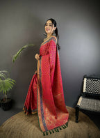 Joban Fashion Hot Pink Patola Soft Silk Patola Saree - Distacart