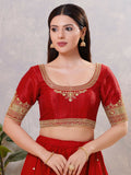 Joban Fashion Women Silk Dark-Red Stitched Blouse