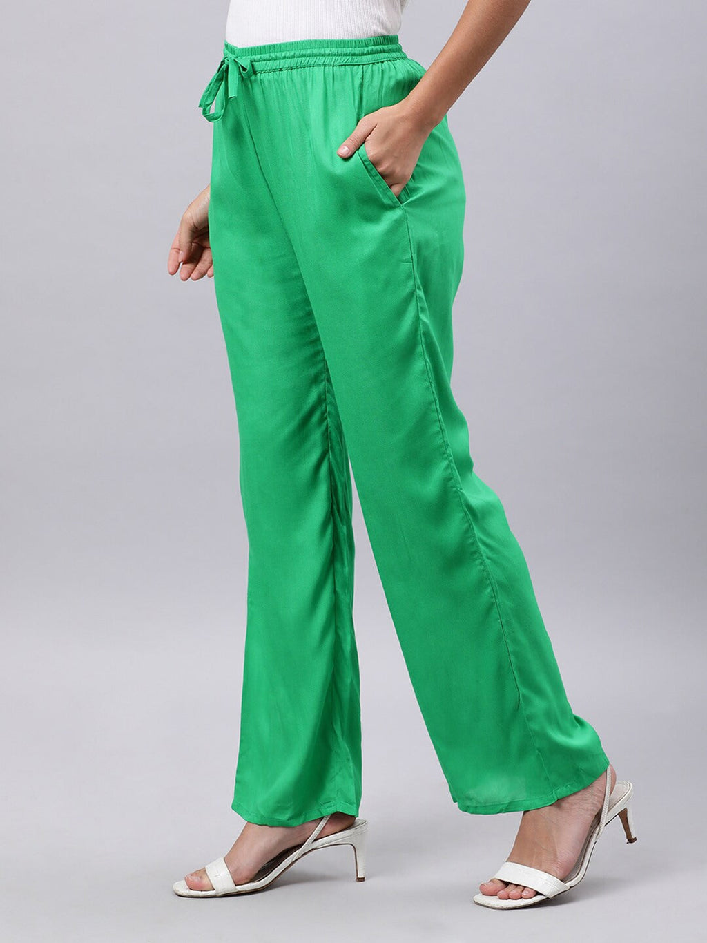 Souchii Green Liva Palazzos - Distacart