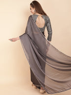 Sangria Grey Beads & Stones Satin Saree - Distacart