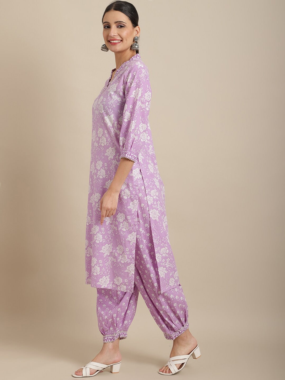 Sangria Women Floral Printed Pure Cotton Kurta with Salwar