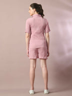 Myshka Women's Pink Solid Regular Fit Shirt