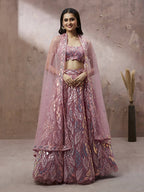 House of Panchhi CORAL Net Sequinse Work Lehenga & Blouse, Dupatta