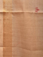 Fawn Khadi Cotton Handloom Saree with Plants Pallu Design - Global Threads