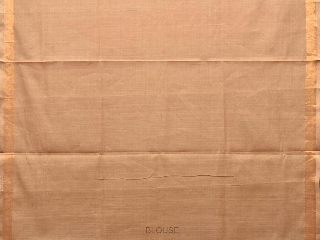 Fawn Khadi Cotton Handloom Saree with Plants Pallu Design - Global Threads