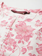 Sangria Floral Printed Cotton Slub Kurta