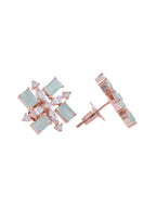 Saraf RS Jewellery Sea Green & Rose Gold-Plated American Diamond Studded Jewellery Set - Distacart