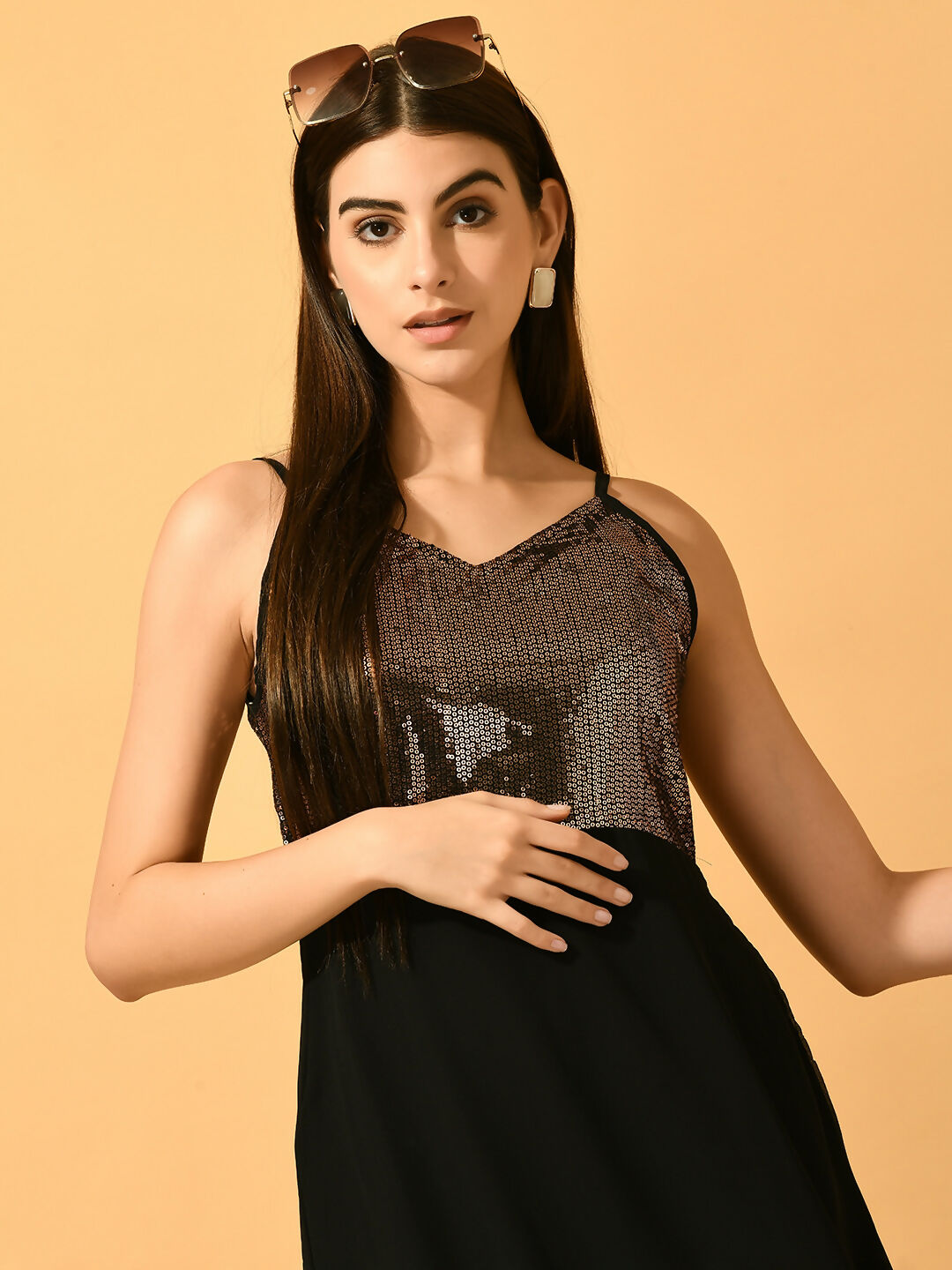 Myshka Women's Black Empire Party Dress - Distacart