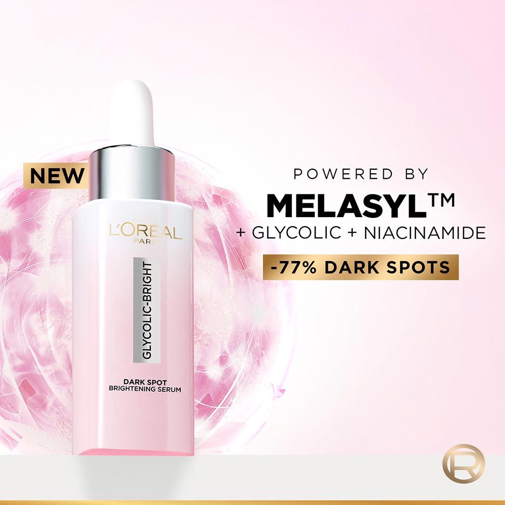 L'Oreal Paris Glycolic Bright 8% [Melasyl + Niacinamide] Face Serum For Brightening Dark Spots - Distacart