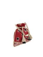 Masq Red & Black Embellished Embroidered Potli Clutch - Distacart