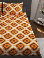 Story@home Unisex Yellow Geometric Cotton 152 TC 1 King Size Bedsheet with 2 Pillow Covers - Distacart