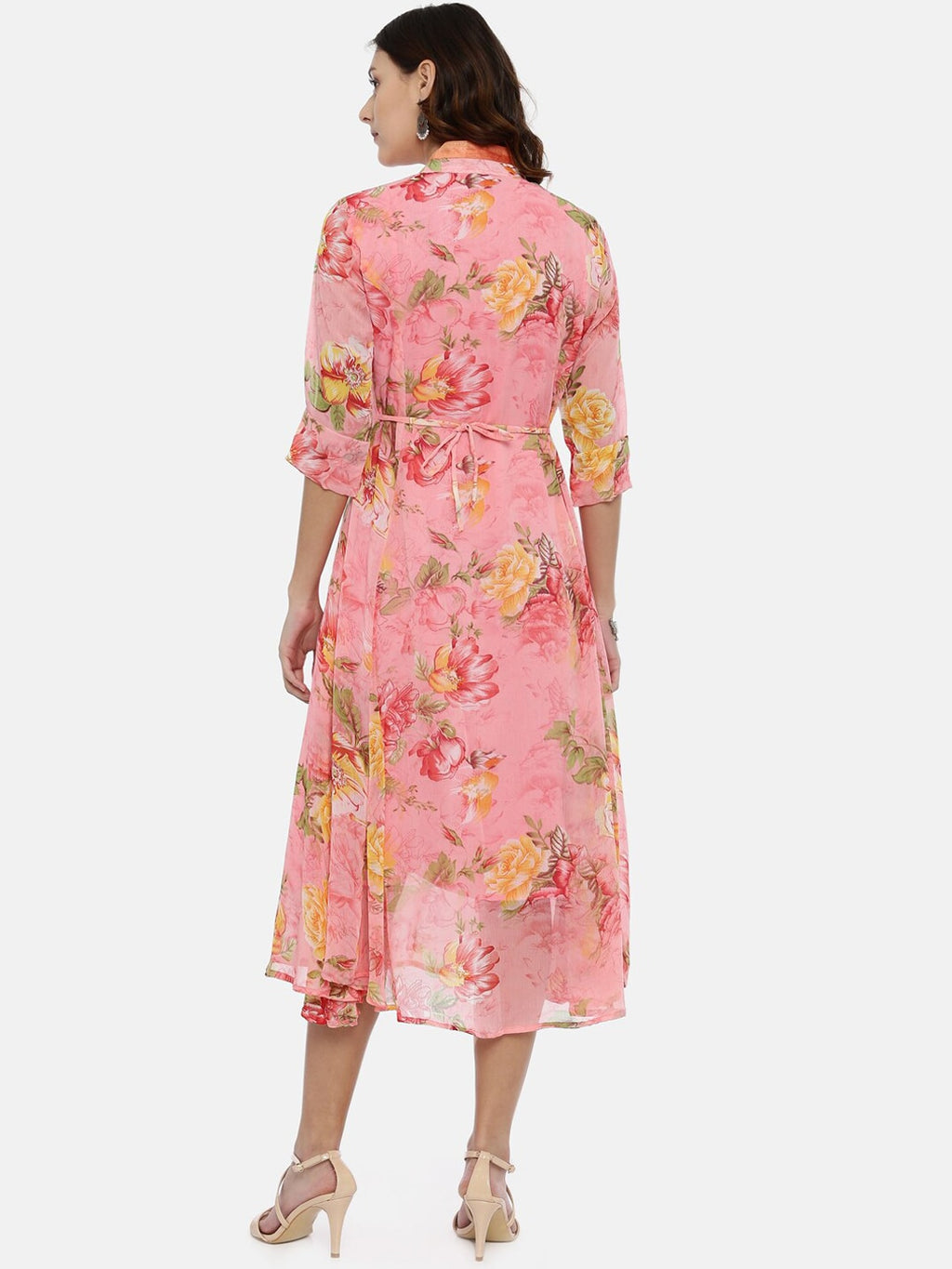 Souchii Woman Pink Floral Printed A-Line Dress - Distacart