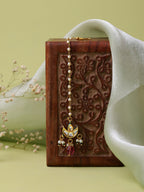 Ruby Raang Gold Polished Maroon Kundan Maang Tikka - Distacart