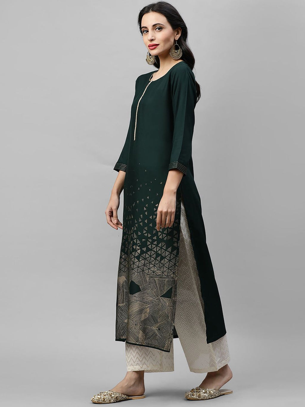 Indo Era Women Green Embroidered Straight Kurta - Distacart