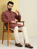 House of Pataudi Men Floral Embroidered Sequined Floral Jashn Kurta