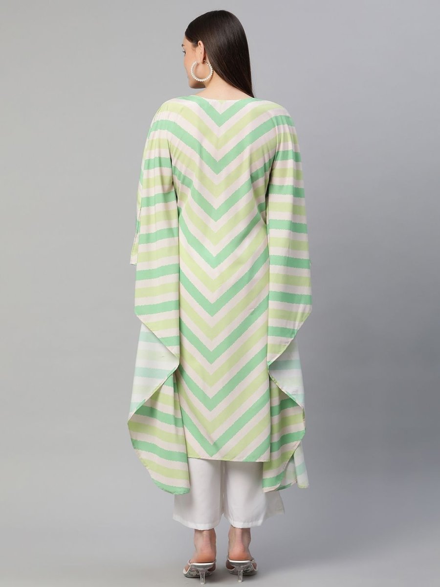Ahalyaa Women Green Crepe Digital Printed Flared Sleeve Kaftan Kurta - Distacart