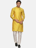 Sethukrishna Men Yellow Angrakha Kurta with Pyjamas - Distacart
