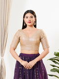 Joban Fashion Antique Gold Brocade Padded Blouse With V Neck Elbow Sleeves - Distacart