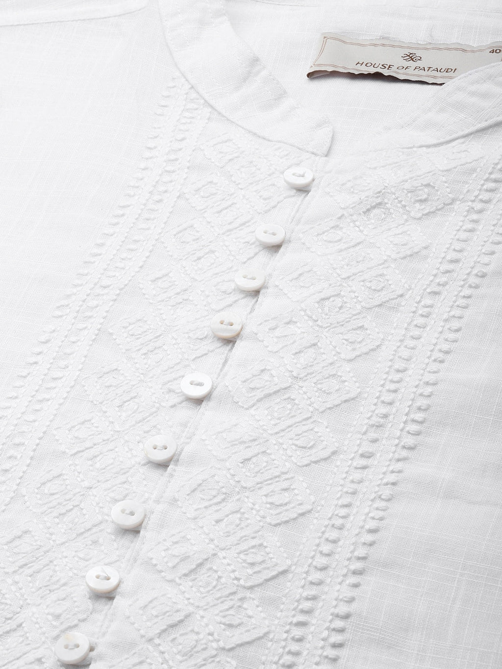 House of Pataudi Ethnic Motifs Embroidered Thread Work Pure Cotton Jashn Kurta