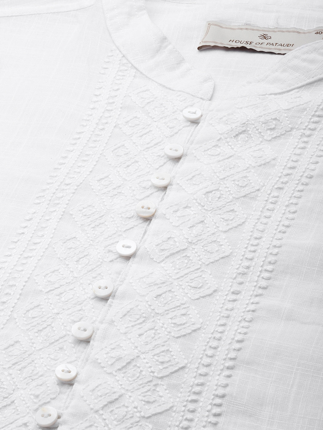 House of Pataudi Ethnic Motifs Embroidered Thread Work Pure Cotton Jashn Kurta