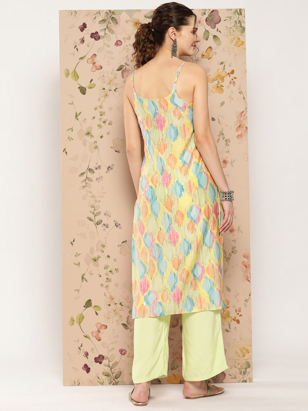 HERE&NOW Abstract Printed Straight Kurta with Solid Palazzos