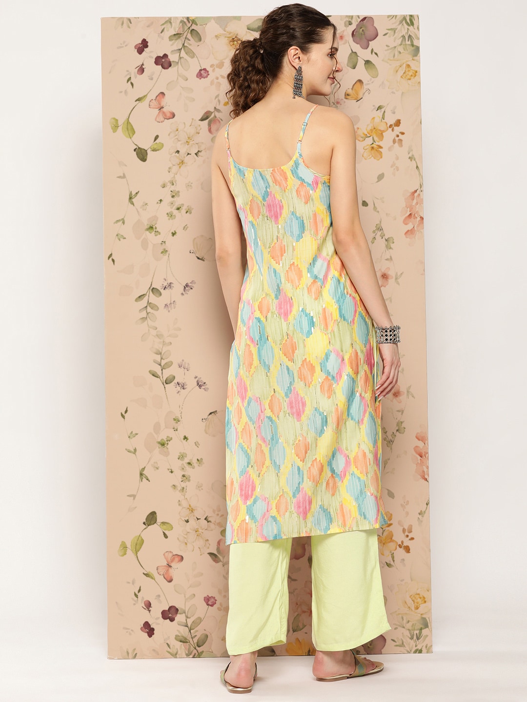 HERE&NOW Abstract Printed Straight Kurta with Solid Palazzos
