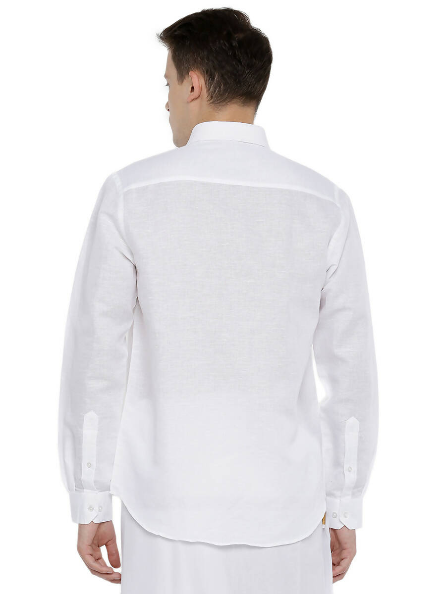 Ramraj Cotton Mens Linen Full Sleeve White Shirt