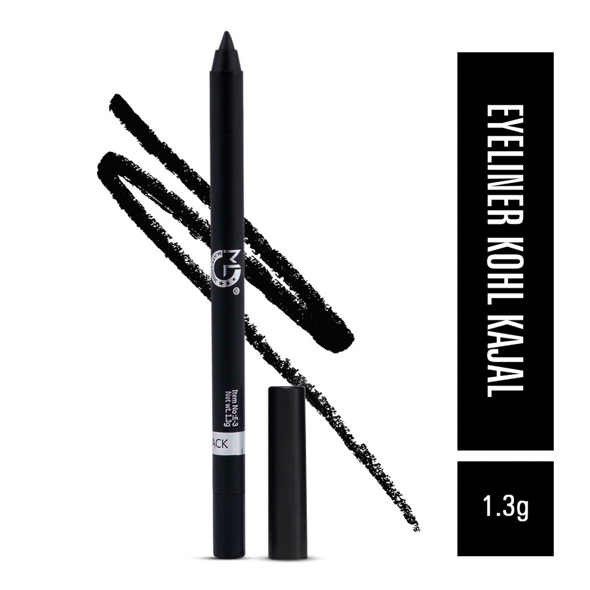 Matt Look Single Stroke Super Glide 24 Hours Water Proof Smudge Proof Eyeliner Kohl Kajal - Jet Black