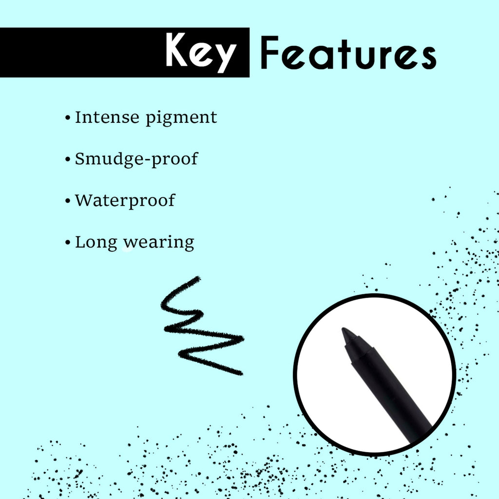 Matt Look Single Stroke Super Glide 24 Hours Water Proof Smudge Proof Eyeliner Kohl Kajal - Jet Black - Distacart