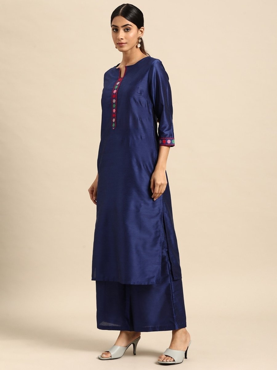 All About You Thread Work Kurta with Palazzos & Dupatta