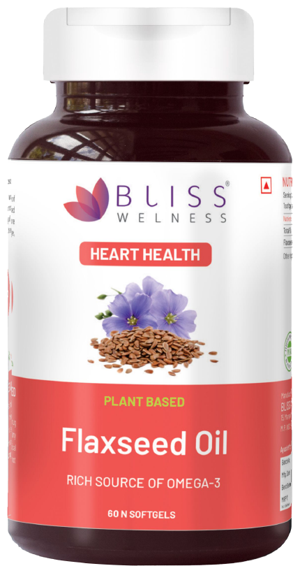 Bliss Welness Cardiovascular Health Flaxseed Oil High Potency Omega-3 Softgel Capsule
