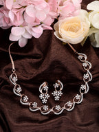 Saraf RS Jewellery Rose Gold-Plated White AD-Studded Jewellery Set - Distacart