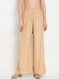 TAG 7 Women Beige Solid Flared Palazzos
