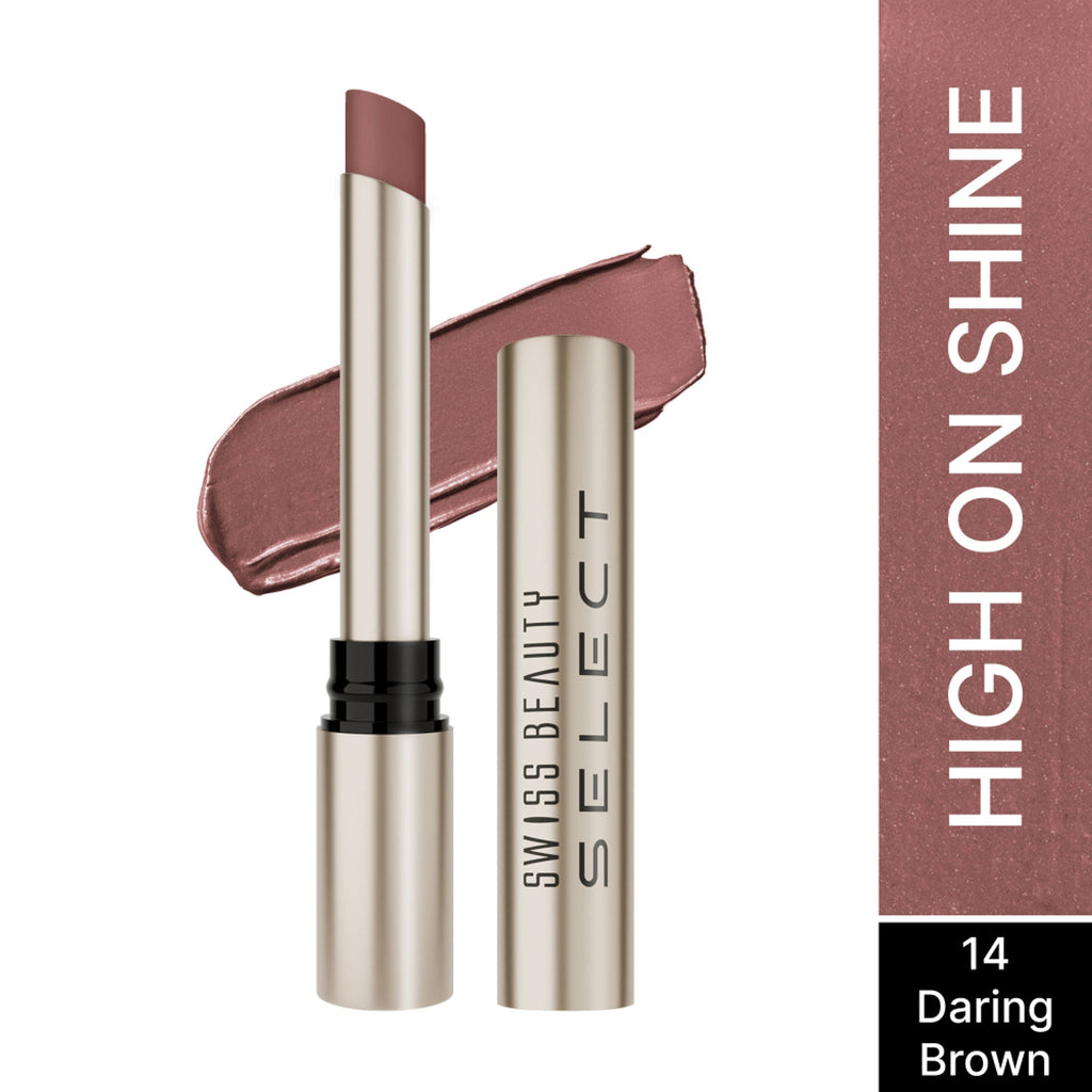 Swiss Beauty Select High On Shine Lipstick - Daring Brown