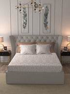 MYTRIDENT Nectarsoft Orange White Pure Cotton 400 TC King Bedsheet with 4 Pillow Covers